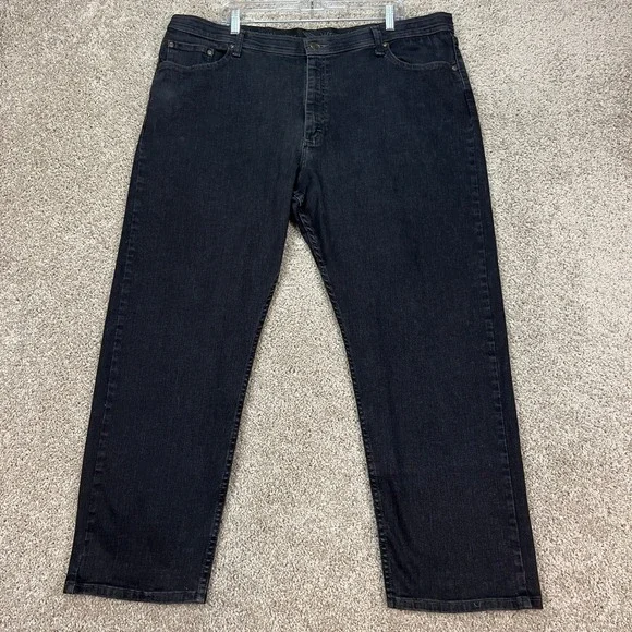 Wrangler‎ Authentics Mens Dark Wash Straight Leg Jeans 42x29 Stretch Waistband